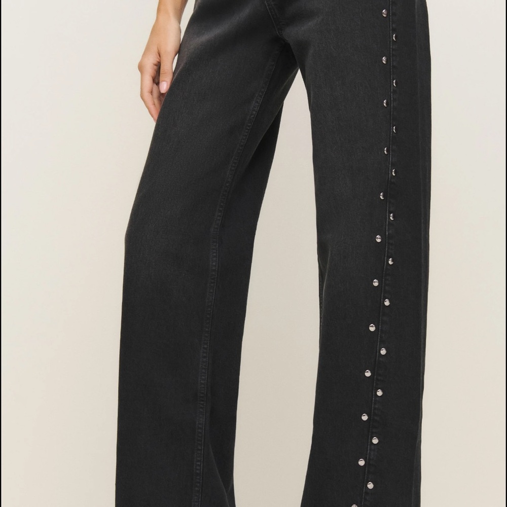 Reformation Cary Studded High Waist Slouchy Wide Leg Jeans